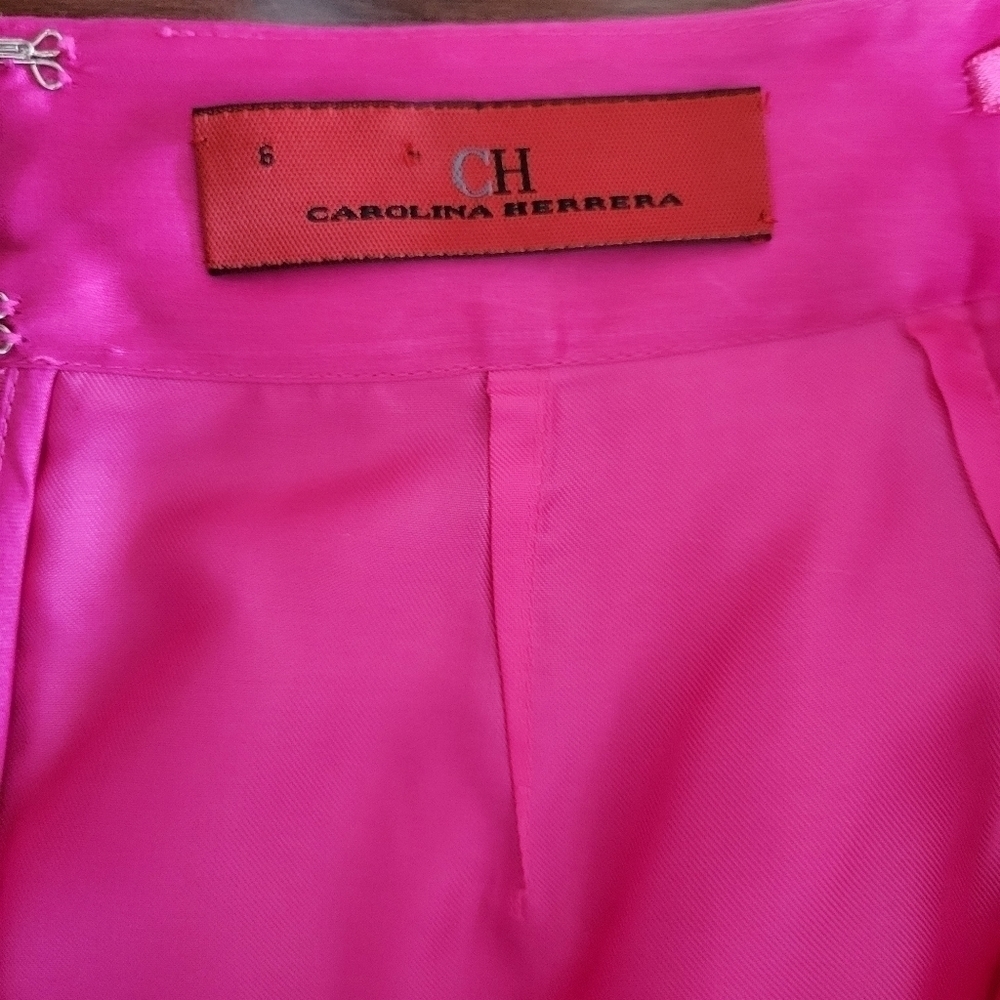 Carolina Herrara Barbie Pink Peplum Ruffle Silk Skirt - Picture 4 of 5